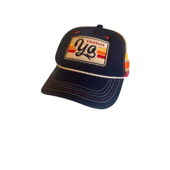 YoColorado Kids Fit 3-7 Yrs Navy & Beige Mesh Trucker Hat With Colorado Design - Picture 1 of 5